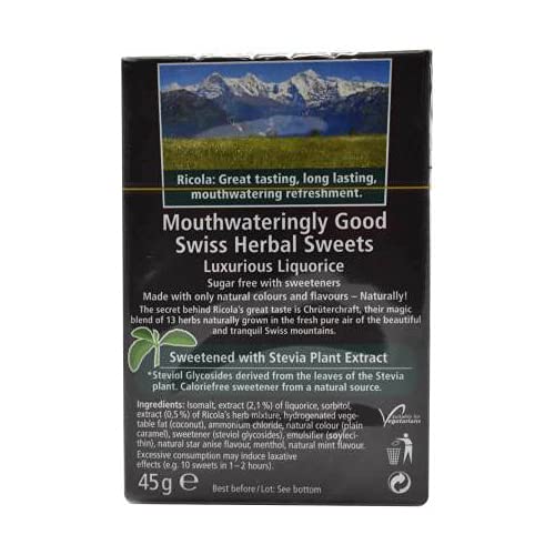 Liquorice Sugar Free with Stevia Swiss Herbal Sweets 45g - Eco Natural Products - Ricola - Herbal sweets