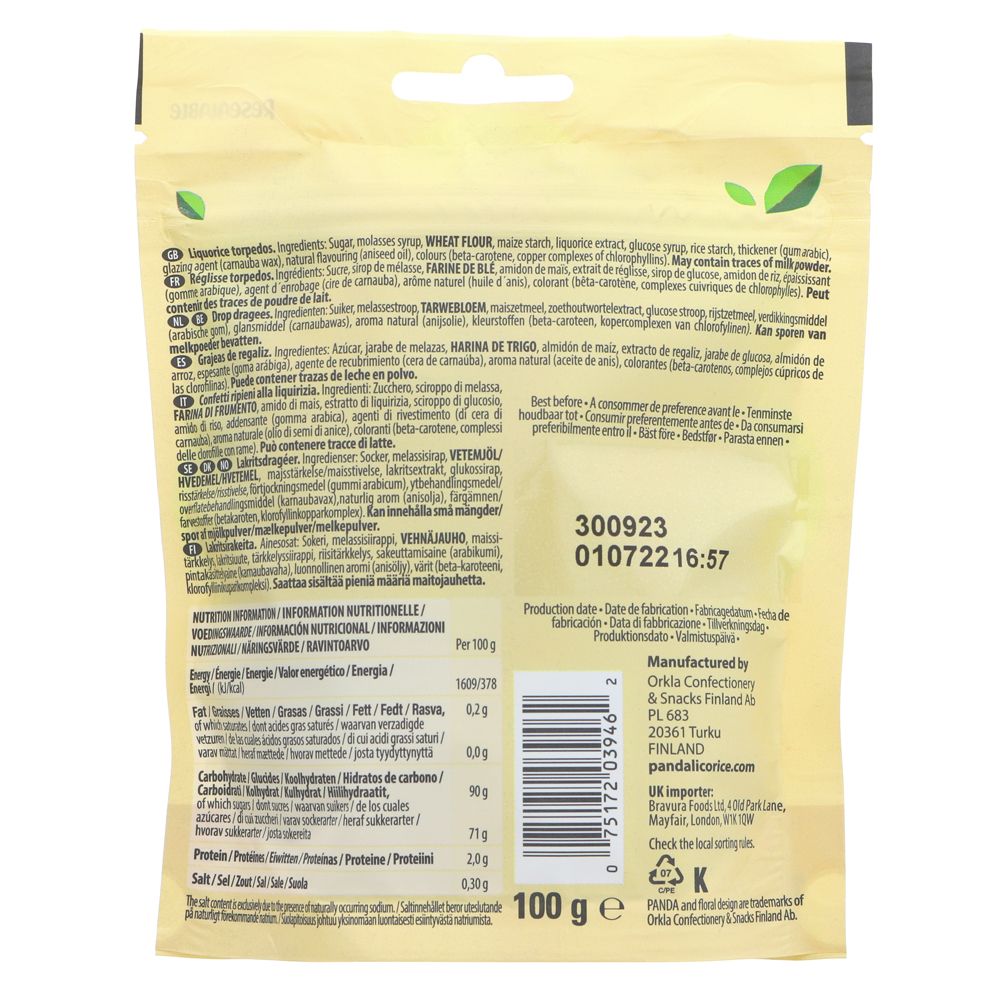 Liquorice Torpedos 100g - Panda Liquorice - Liquorice - Eco Natural Products