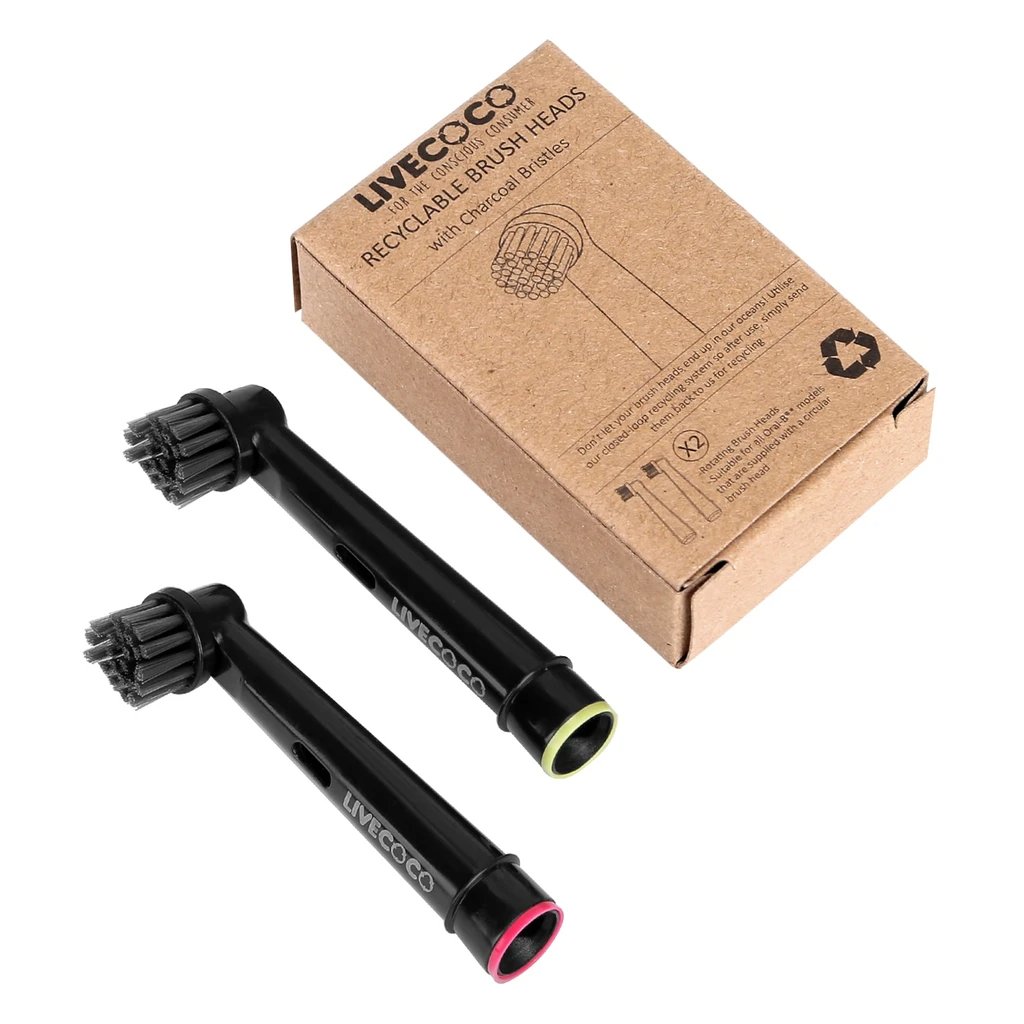 LiveCoco Recyclable Brush Heads - Charcoal Bristles - Eco Natural Products - LiveCoco - Brush Replacement Heads