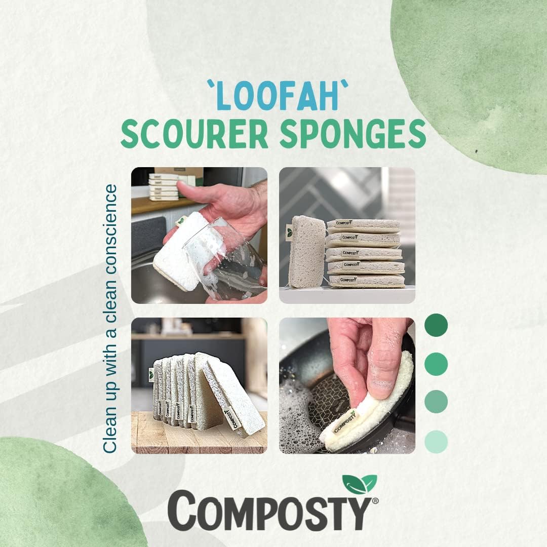 Loofah Scourer Sponges 6 Pack - Composty - Sponges & Scouring Pads - Composty