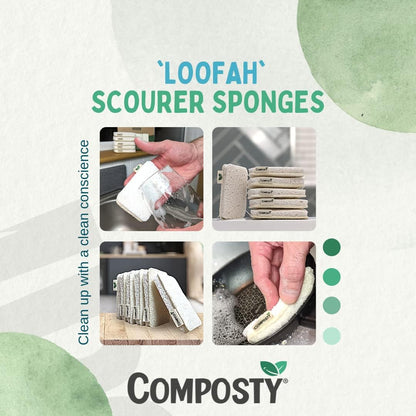 Loofah Scourer Sponges 6 Pack - Composty - Sponges & Scouring Pads - Composty