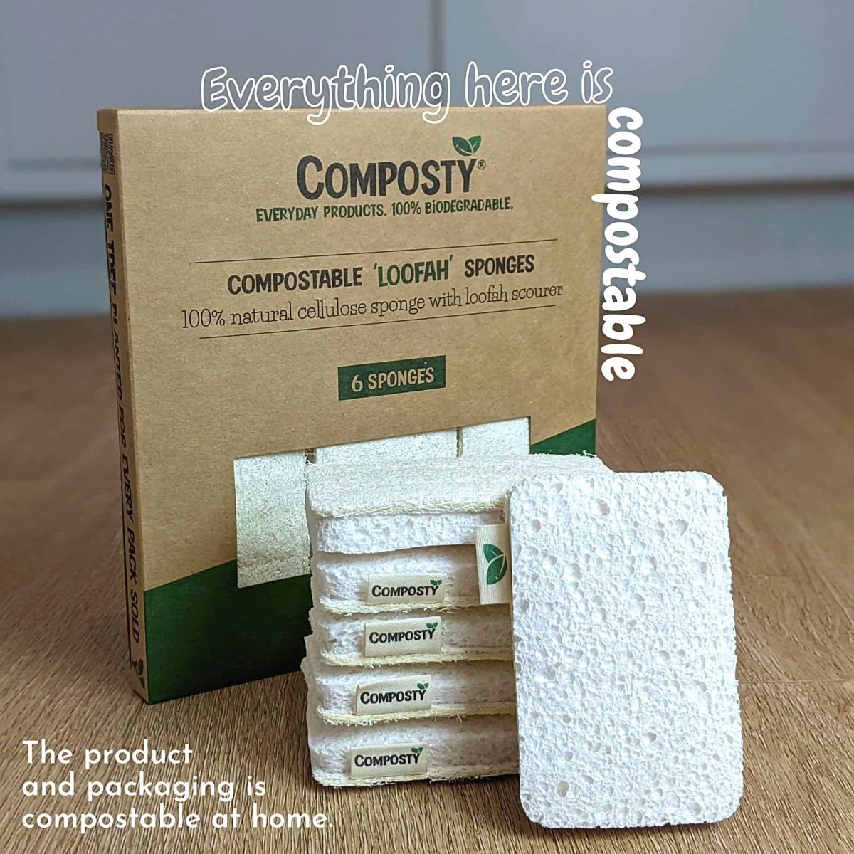 Loofah Scourer Sponges 6 Pack - Composty - Sponges & Scouring Pads - Composty
