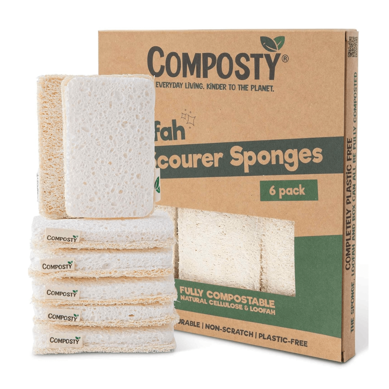 Loofah Scourer Sponges 6 Pack - Composty - Sponges & Scouring Pads - Composty