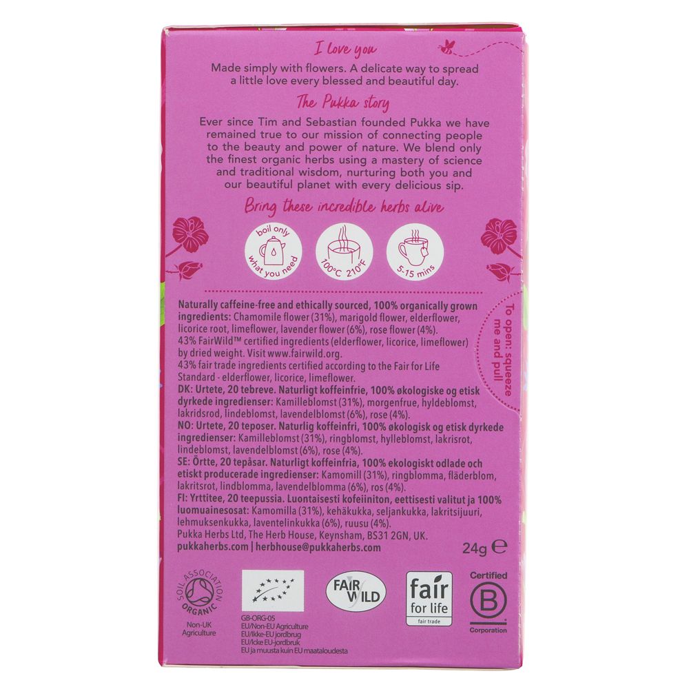 Love Rose Chamomile & Lavender Herbal Tea 20 Sachets - Pukka Herbs - Teas - Pukka Herbs