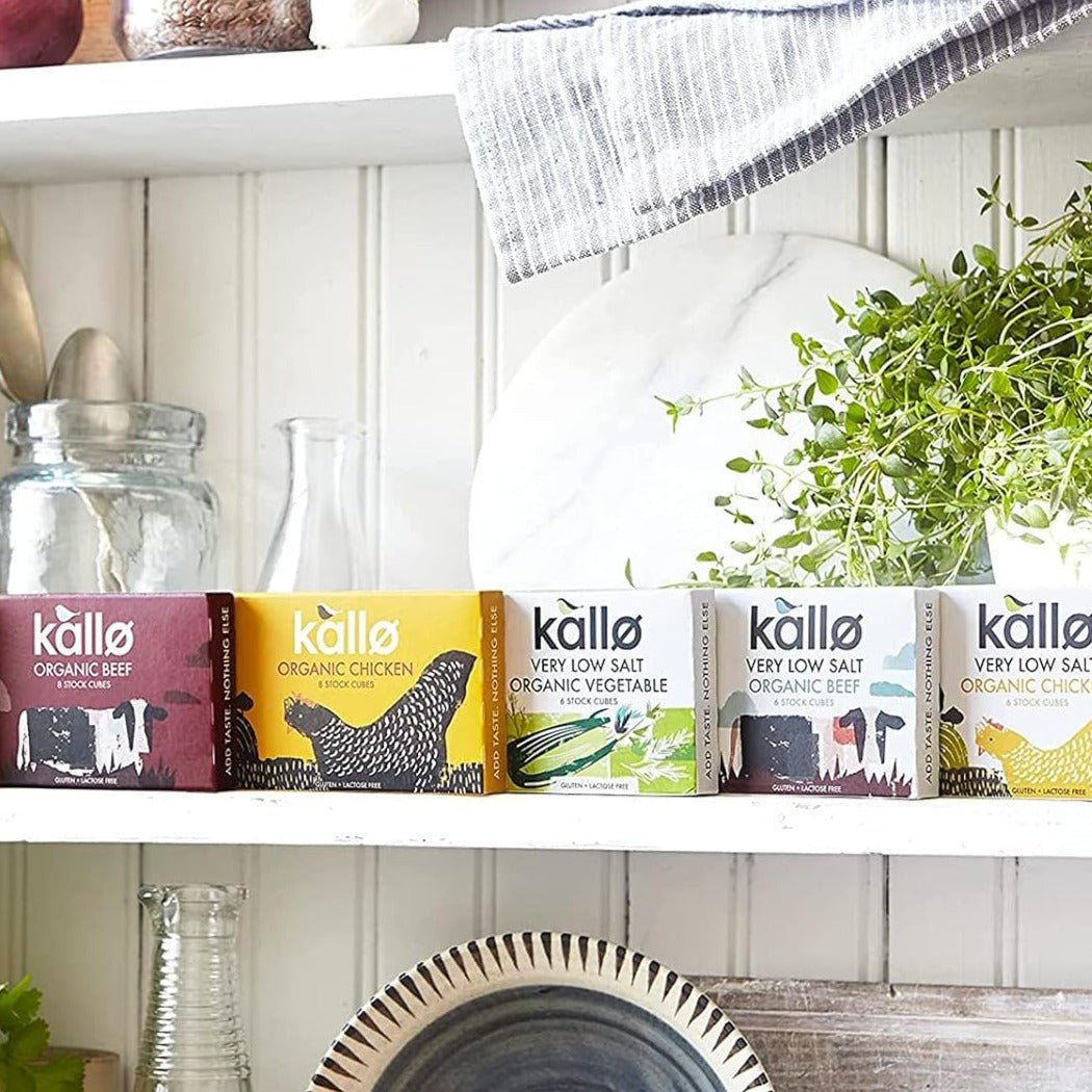 Low Salt Beef Stock 6 Cubes - Kallo - Stock Cubes - Eco Natural Products