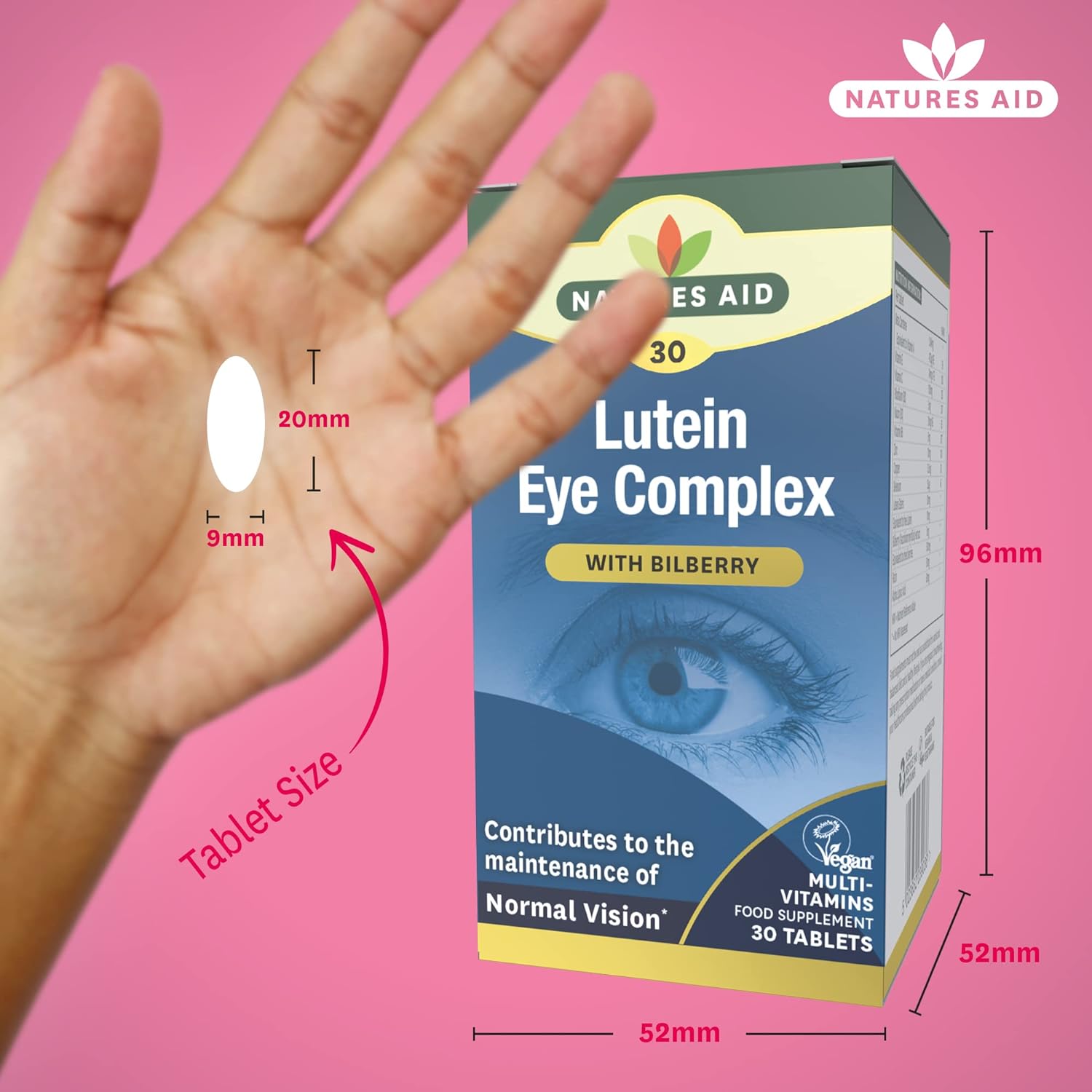 Lutein Eye Complex with Bilberry 30 Tablets - Eco Natural Products - Natures Aid - Vitamins & Supplements