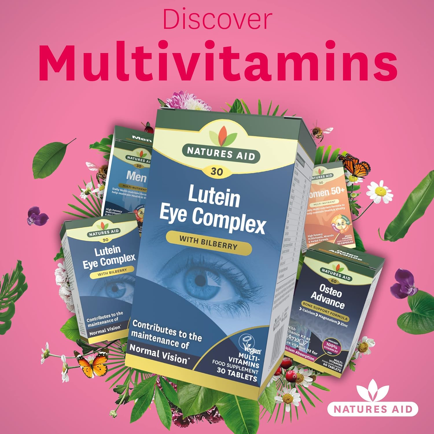 Lutein Eye Complex with Bilberry 30 Tablets - Eco Natural Products - Natures Aid - Vitamins & Supplements