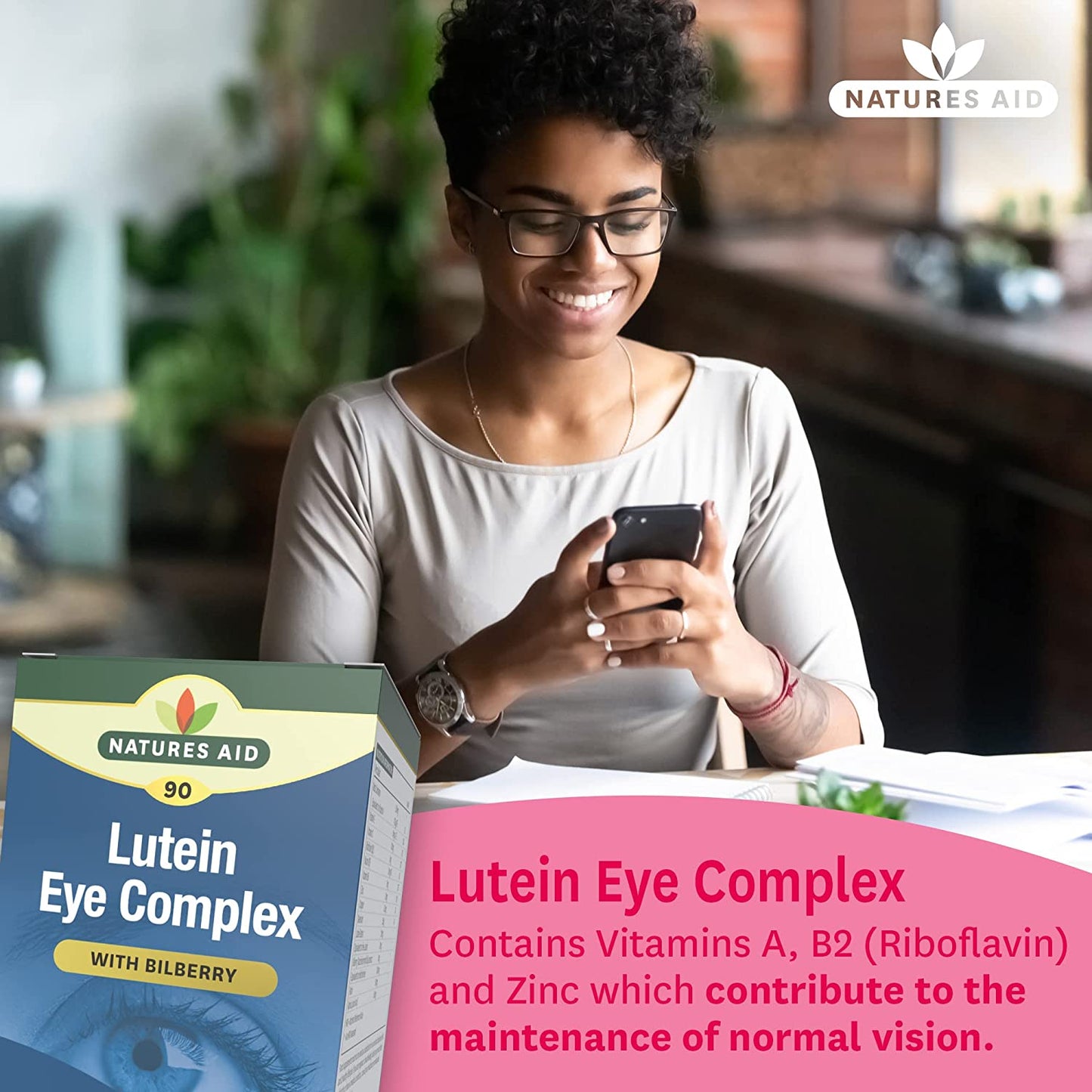 Lutein Eye Complex with Bilberry 90 Tablets - Natures Aid - Vitamins & Supplements - Eco Natural Products