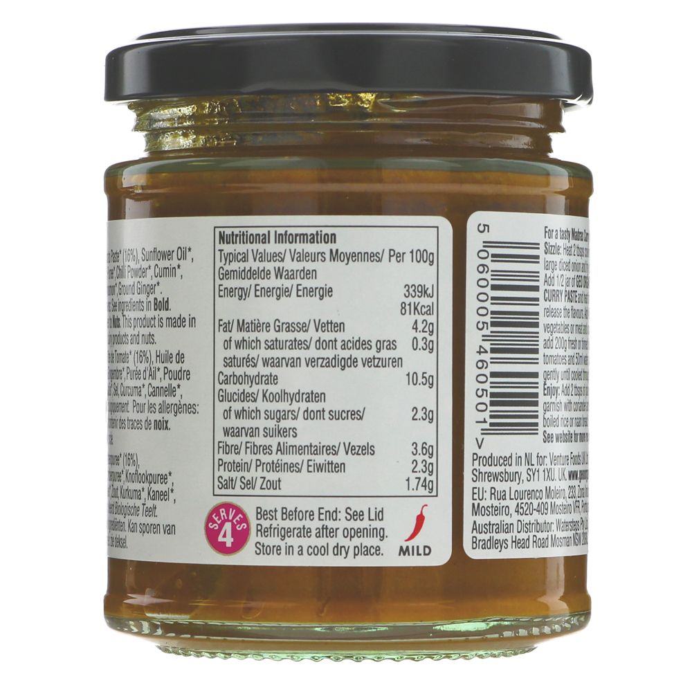 Madras India Curry Pastes 180g - Geo Organics - Curry Sauce - Eco Natural Products