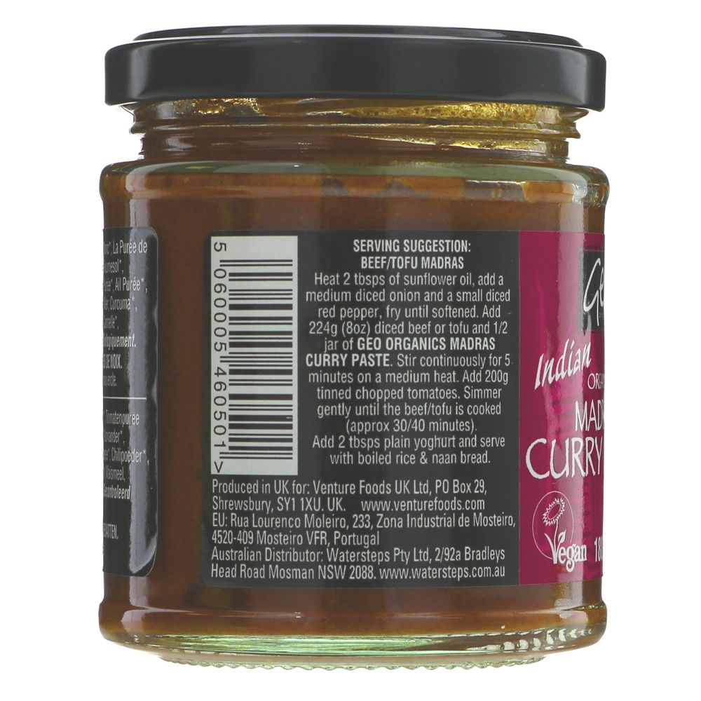 Madras India Curry Pastes 180g - Eco Natural Products - Geo Organics - Curry Pastes