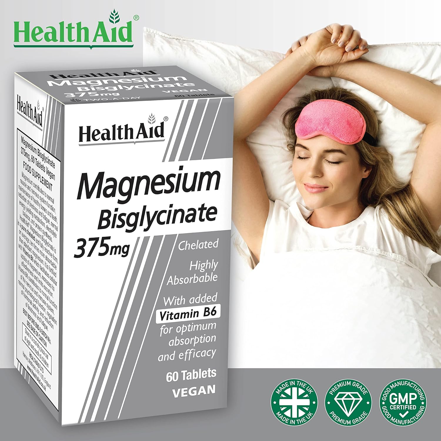 Magnesium Bisglycinate 60 Tablets - Eco Natural Products - HealthAid - Food Supplement