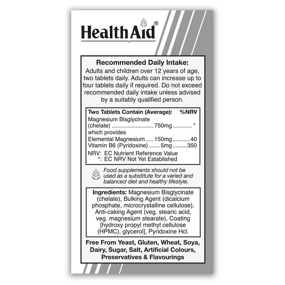 Magnesium Bisglycinate 60 Tablets - HealthAid - Food Supplement - Eco Natural Products