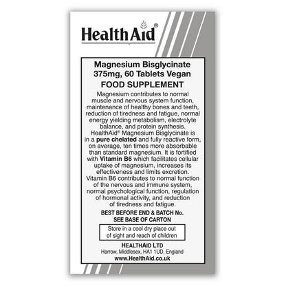 Magnesium Bisglycinate 60 Tablets - HealthAid - Food Supplement - Eco Natural Products