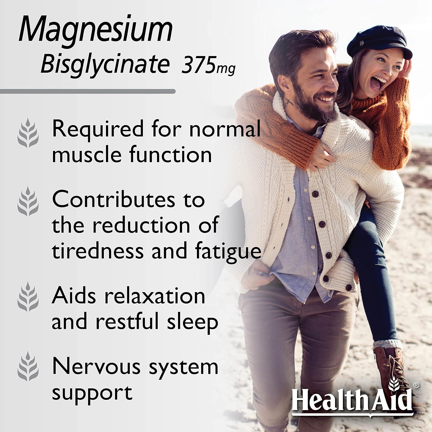 Magnesium Bisglycinate 60 Tablets - Eco Natural Products - HealthAid - Food Supplement