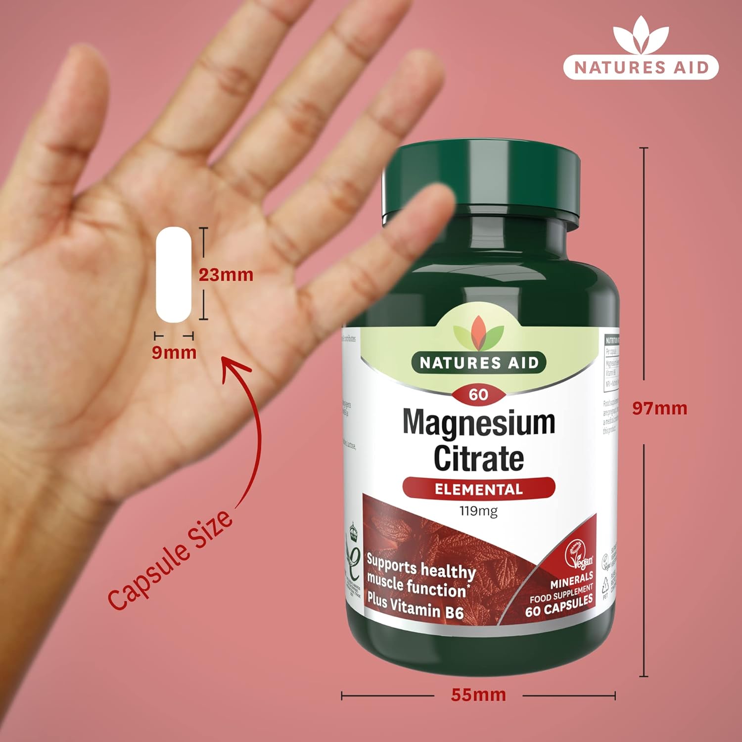 Magnesium Citrate Tablets 750mg 60 Tablets - Natures Aid - Vitamins & Supplements - Eco Natural Products