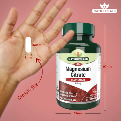 Magnesium Citrate Tablets 750mg 60 Tablets - Natures Aid - Vitamins & Supplements - Eco Natural Products