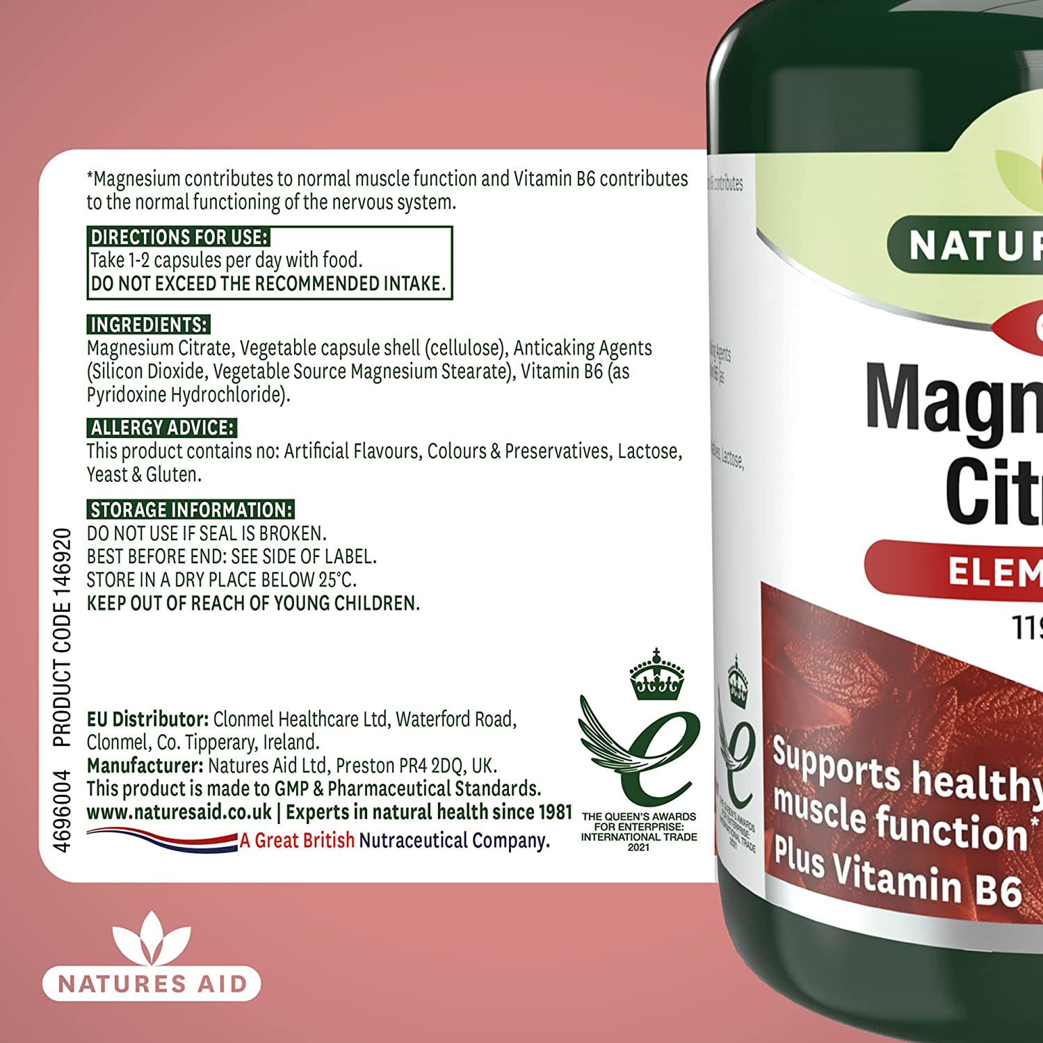 Magnesium Citrate Tablets 750mg 60 Tablets - Eco Natural Products - Natures Aid - Vitamins & Supplements