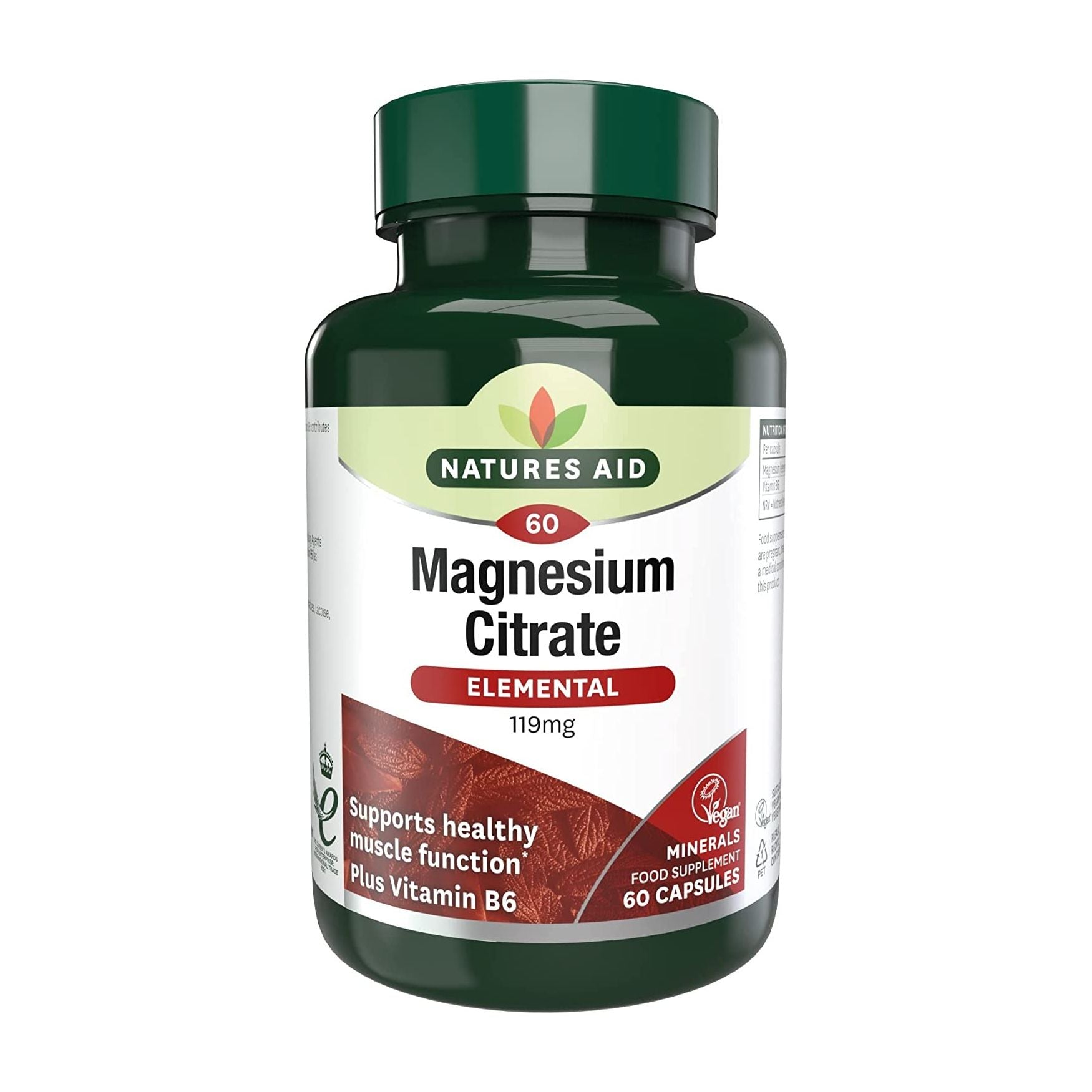 Magnesium Citrate Tablets 750mg 60 Tablets - Eco Natural Products - Natures Aid - Vitamins & Supplements