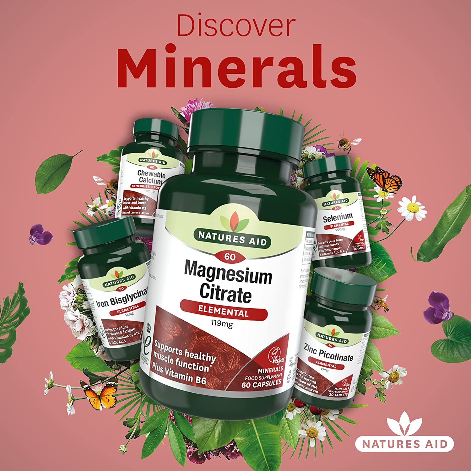 Magnesium Citrate Tablets 750mg 60 Tablets - Natures Aid - Vitamins & Supplements - Eco Natural Products