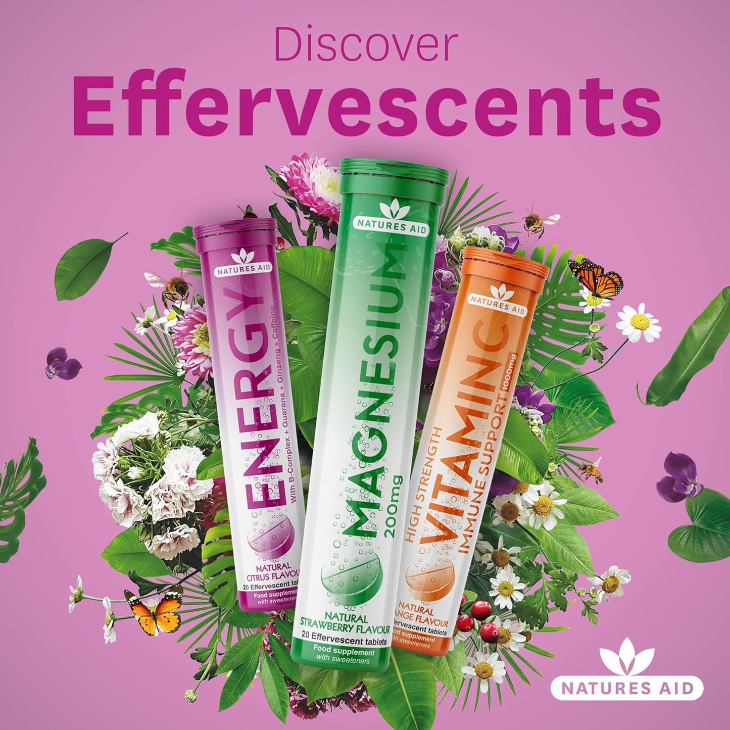 Magnesium Effervescent 20 Tablets - Natures Aid - Vitamins & Supplements - Eco Natural Products