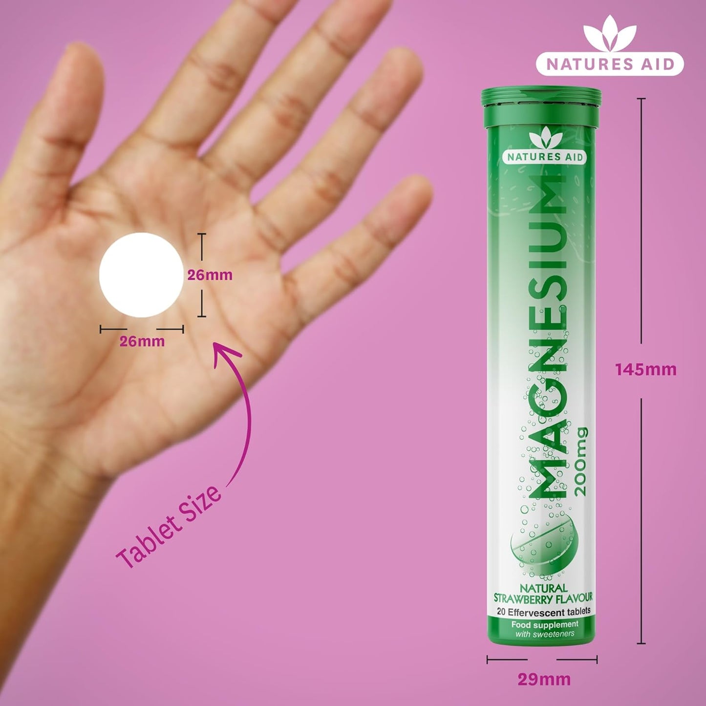 Magnesium Effervescent 20 Tablets - Natures Aid - Vitamins & Supplements - Eco Natural Products