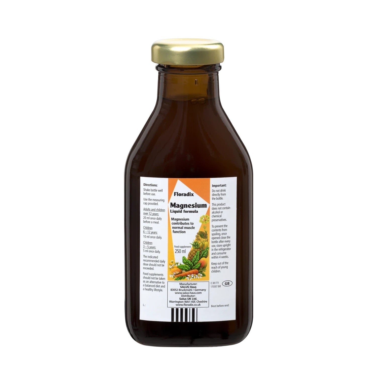 Magnesium Liquid Mineral Supplement 250ml - Floradix - Food Supplement - Eco Natural Products