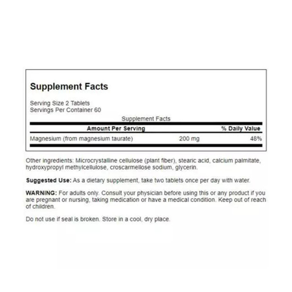 Magnesium Taurate 100mg 120 tablets - Swanson - Supplement - Eco Natural Products