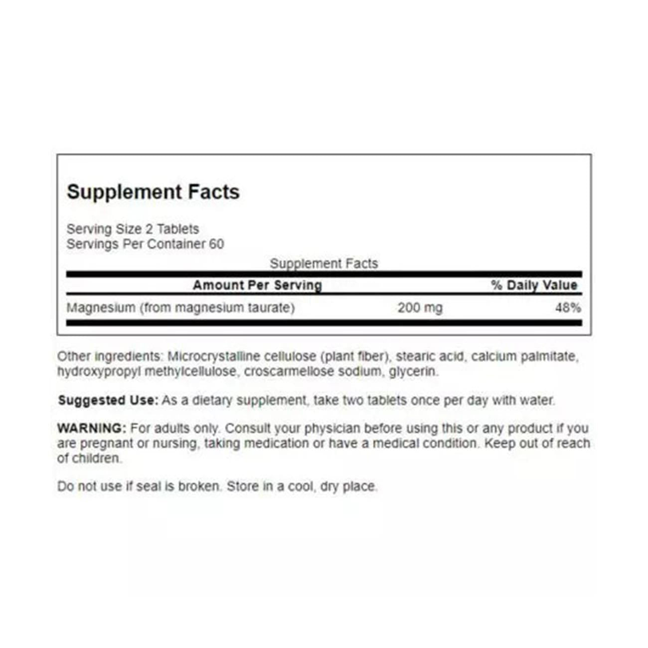 Magnesium Taurate 100mg 120 tablets - Swanson - Supplement - Eco Natural Products