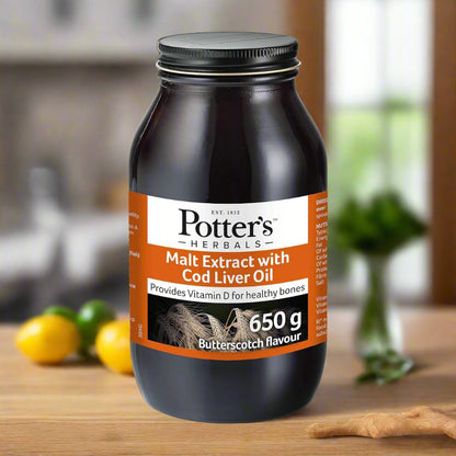 Malt Extract & Cod Liver Oil & Honey & Butterscotch 650g - Potter's Herbals - Food Supplement - Eco Natural Products
