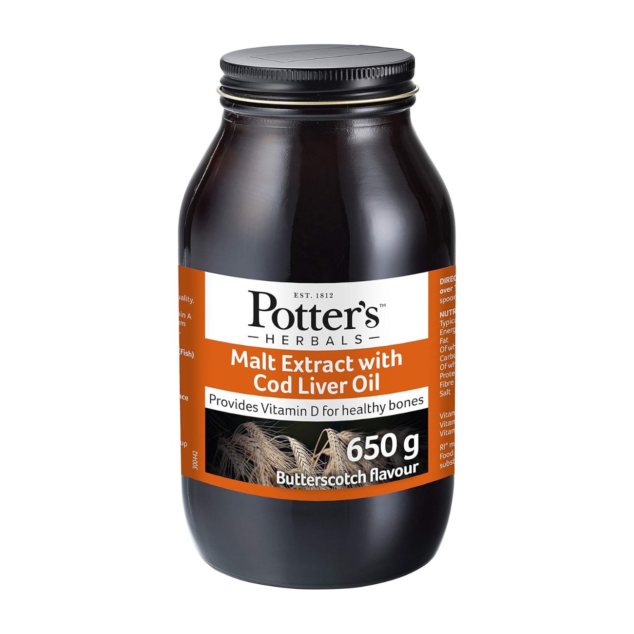Malt Extract & Cod Liver Oil & Honey & Butterscotch 650g - Potter's Herbals - Food Supplement - Eco Natural Products