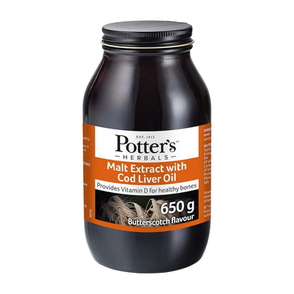 Malt Extract & Cod Liver Oil & Honey & Butterscotch 650g - Potter's Herbals - Food Supplement - Eco Natural Products
