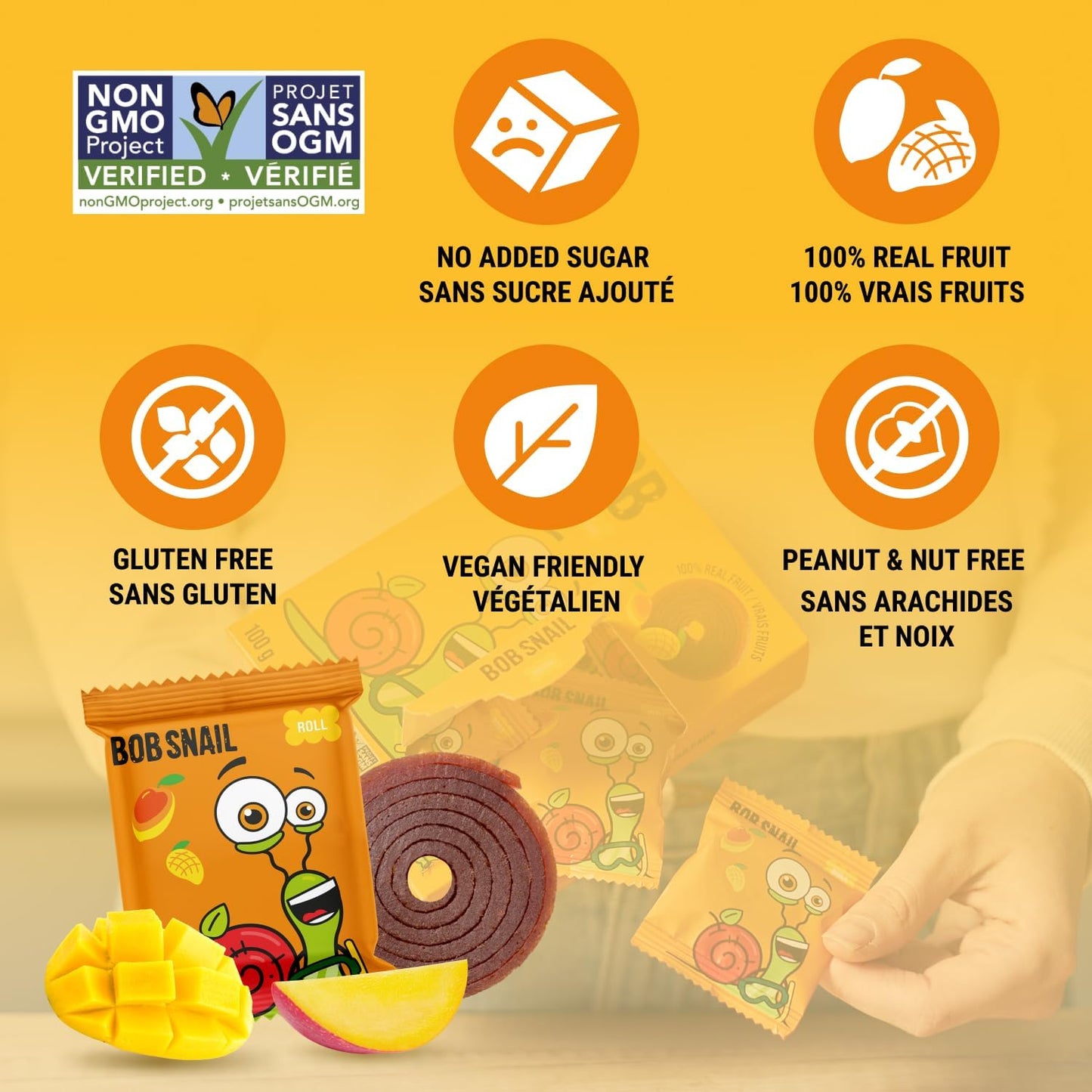 Mango Fruit Rolls 30g - Bob Snail - Fruit Snacks - Eco Natural Products