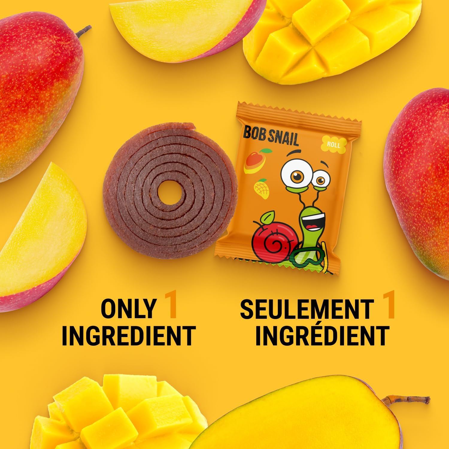 Mango No Added Sugar Fruit Rolls 100g - Bob Snail - Fruit Snacks - Eco Natural Products