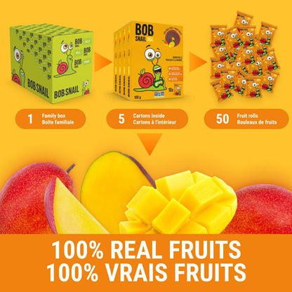 Mango No Added Sugar Fruit Rolls 100g - Bob Snail - Fruit Snacks - Eco Natural Products