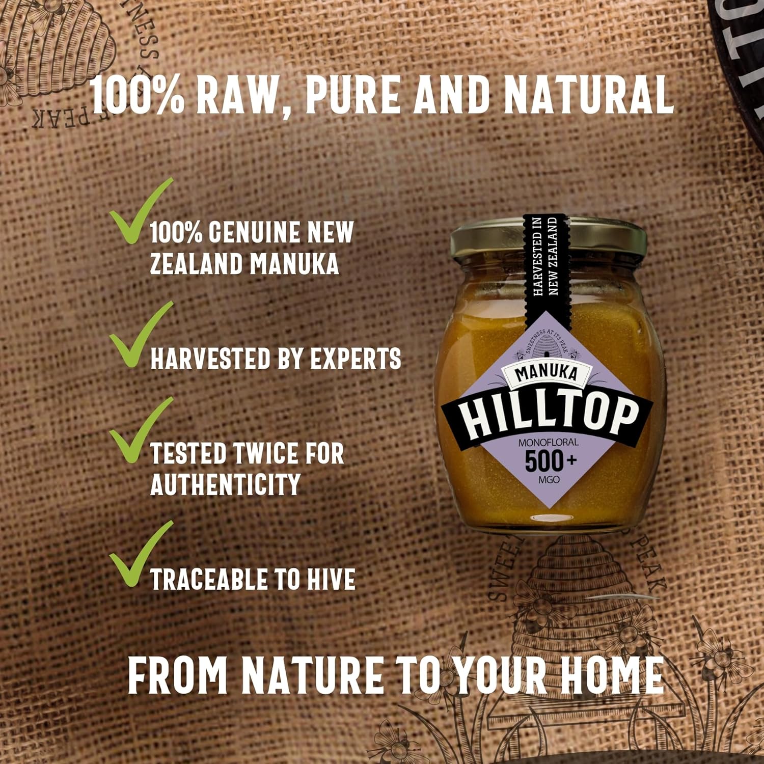 Manuka Honey 500+ MGO 225g - Eco Natural Products - Hilltop Honey - Honey