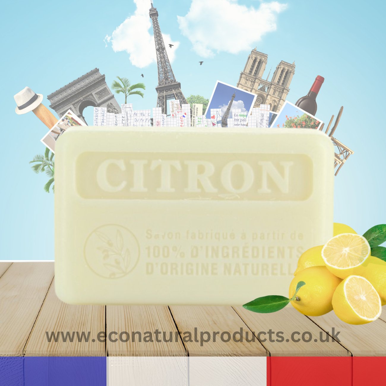 Marseille Soap 100% Natural Citron (Lemon) 125g - Eco Natural Products - FouFour - Savon de Marseille - Bar Soap