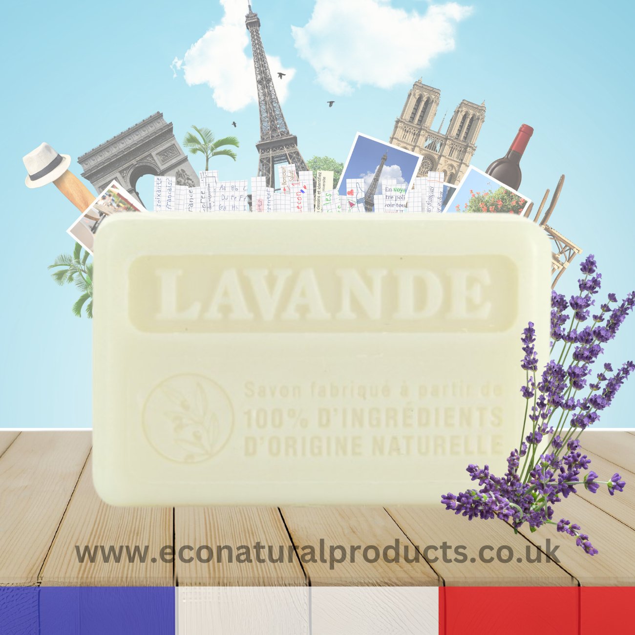 Marseille Soap 100% Natural Lavender 125g - Eco Natural Products - FouFour - Savon de Marseille - Bar Soap