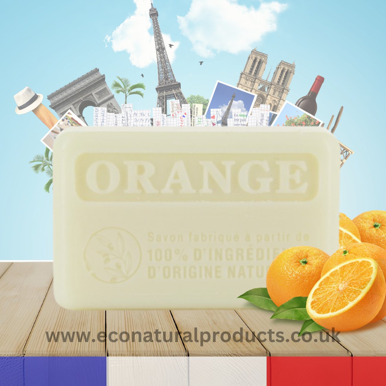 Marseille Soap 100% Natural Orange 125g - Eco Natural Products - FouFour - Savon de Marseille - Bar Soap