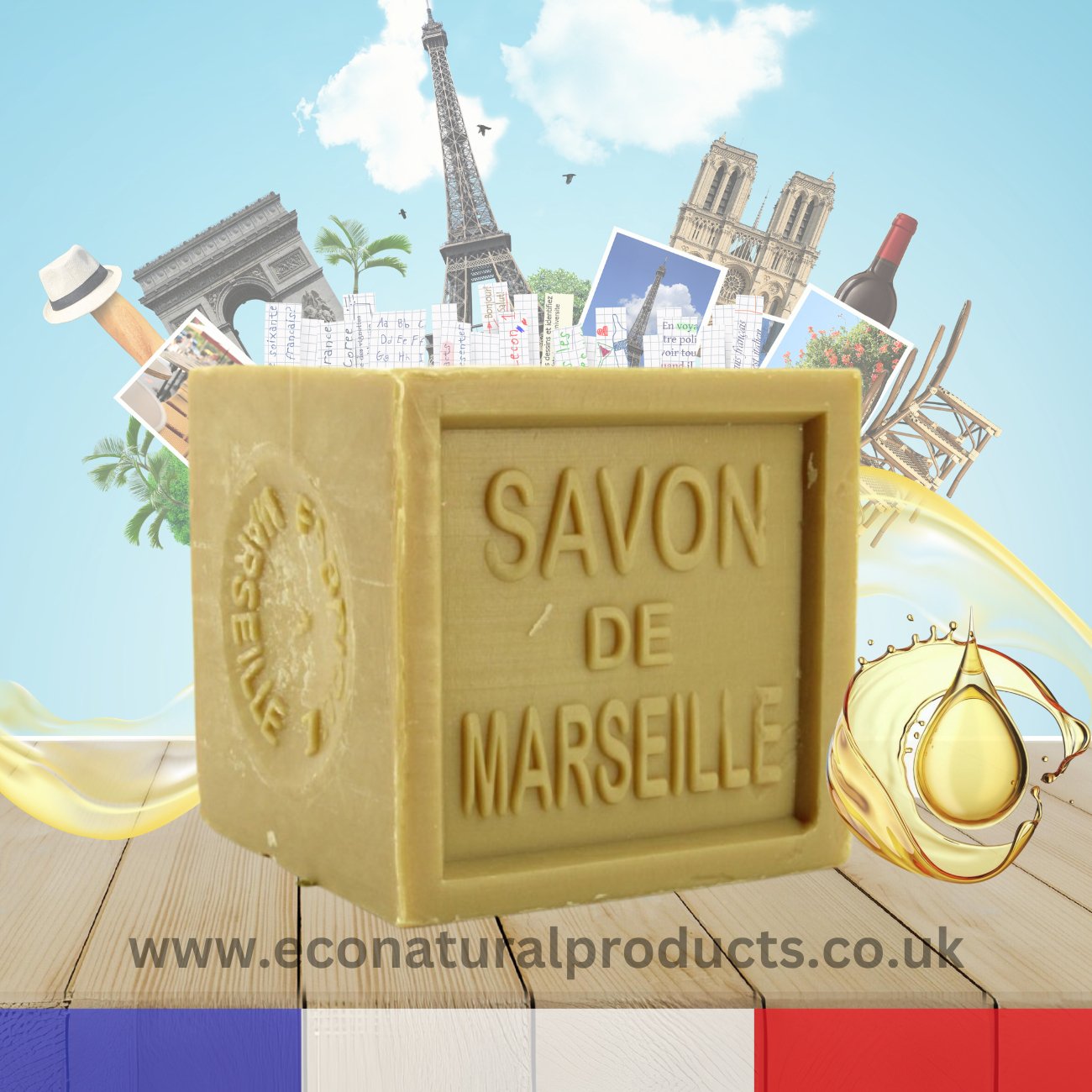 Marseille Soap 600g French Traditional Receipe (Beige) - Eco Natural Products - FouFour - Savon de Marseille - Soap