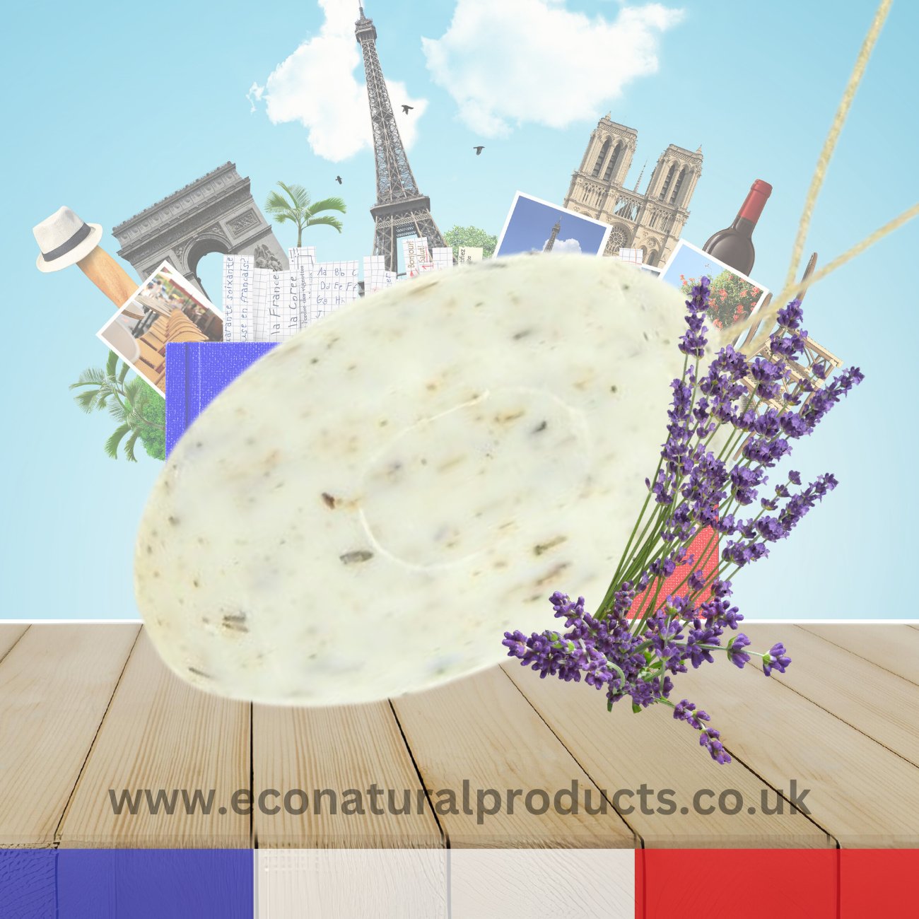 Marseille Soap Galet Lavender Petals 155g - FouFour - Savon de Marseille - Bar Soap - Eco Natural Products