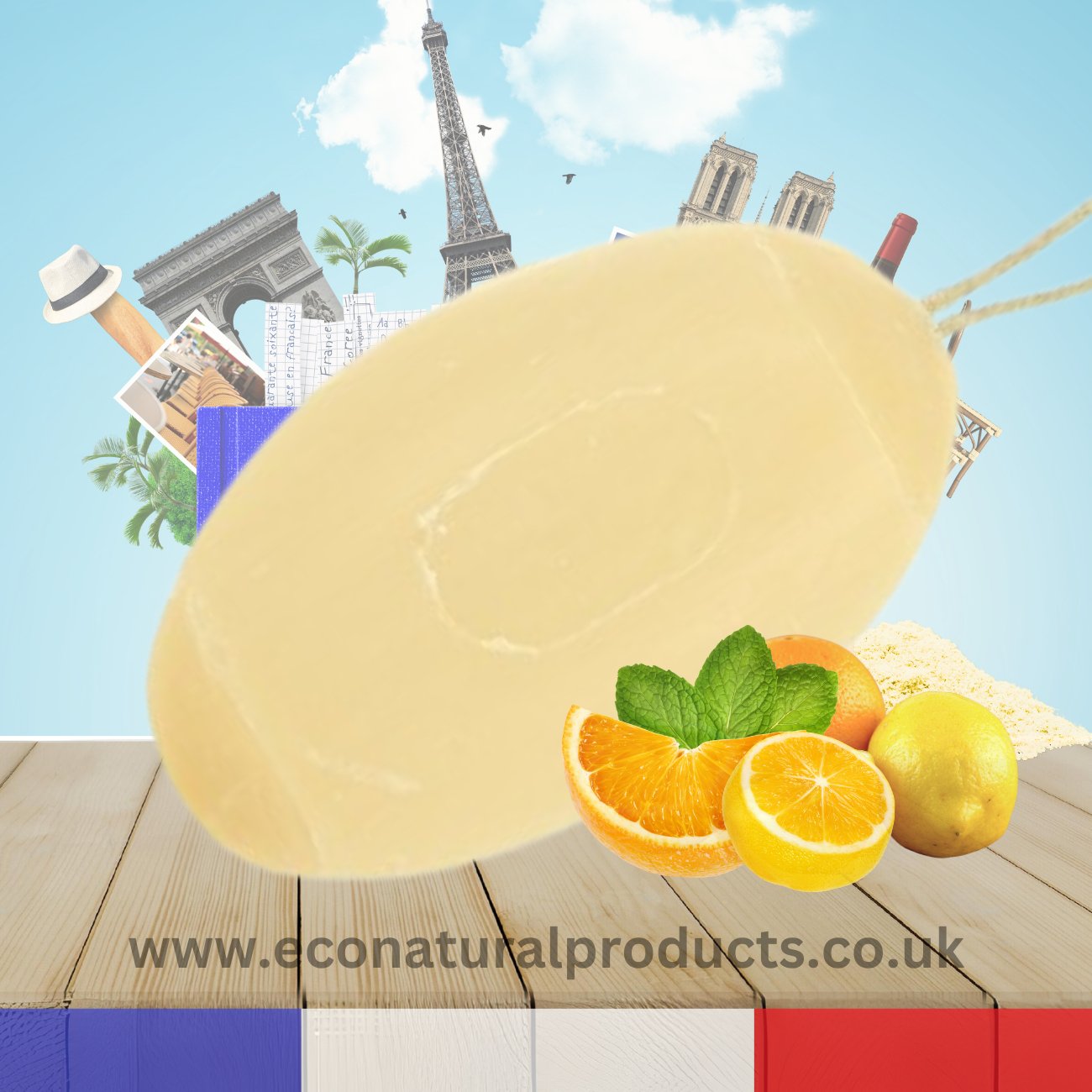 Marseille Soap Galet Yellow Clay and Citrus Essential Oils 155g - FouFour - Savon de Marseille - Bar Soap - Eco Natural Products