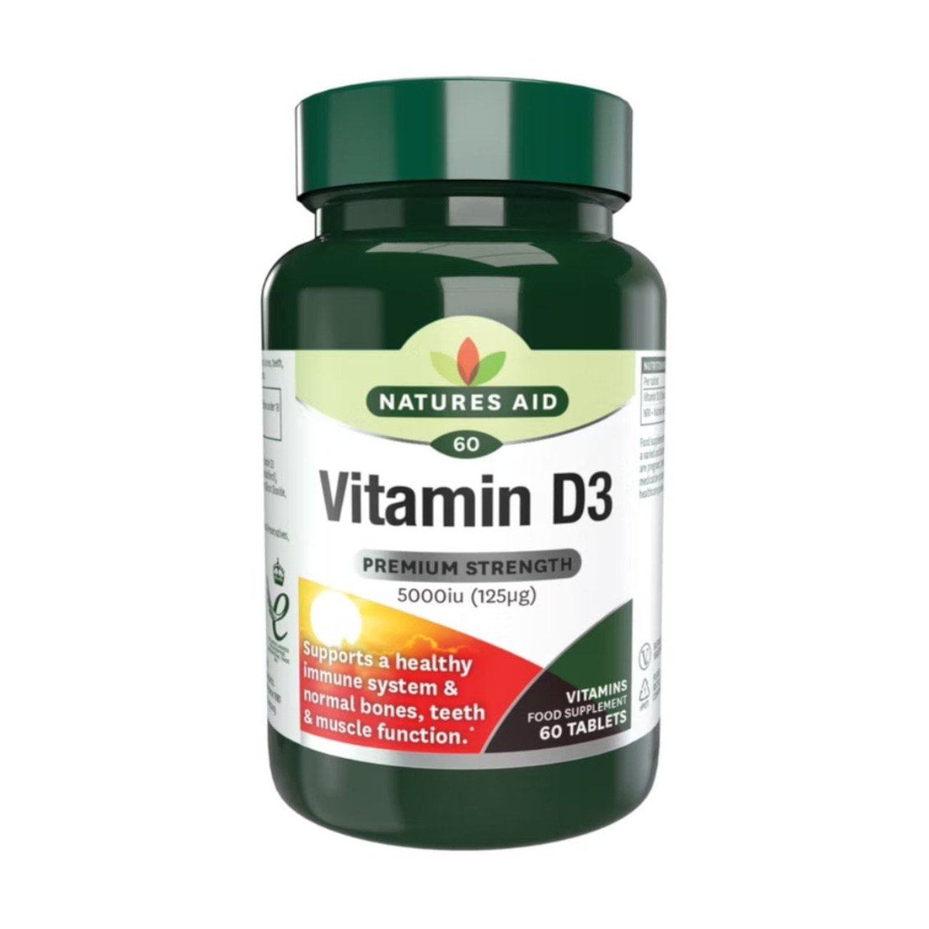 Maximum Strength Vitamin D3 5000iu 60 Tablets - Natures Aid - Vitamins & Supplements - Eco Natural Products