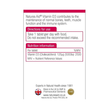 Maximum Strength Vitamin D3 5000iu 60 Tablets - Natures Aid - Vitamins & Supplements - Eco Natural Products