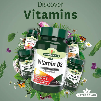 Maximum Strength Vitamin D3 5000iu 60 Tablets - Natures Aid - Vitamins & Supplements - Eco Natural Products