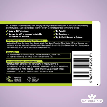 MCT Oil Coffee Creamer Powder 225g - Natures Aid - Food Supplements - Eco Natural Products