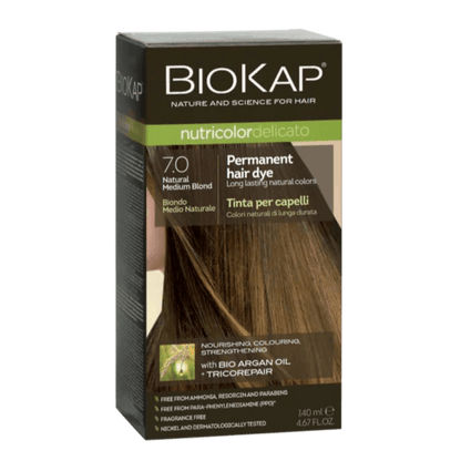 Medium Blond 7.0 Rapid Permanent Hair Dye 140ml - BioKap - Hair Color - Eco Natural Products