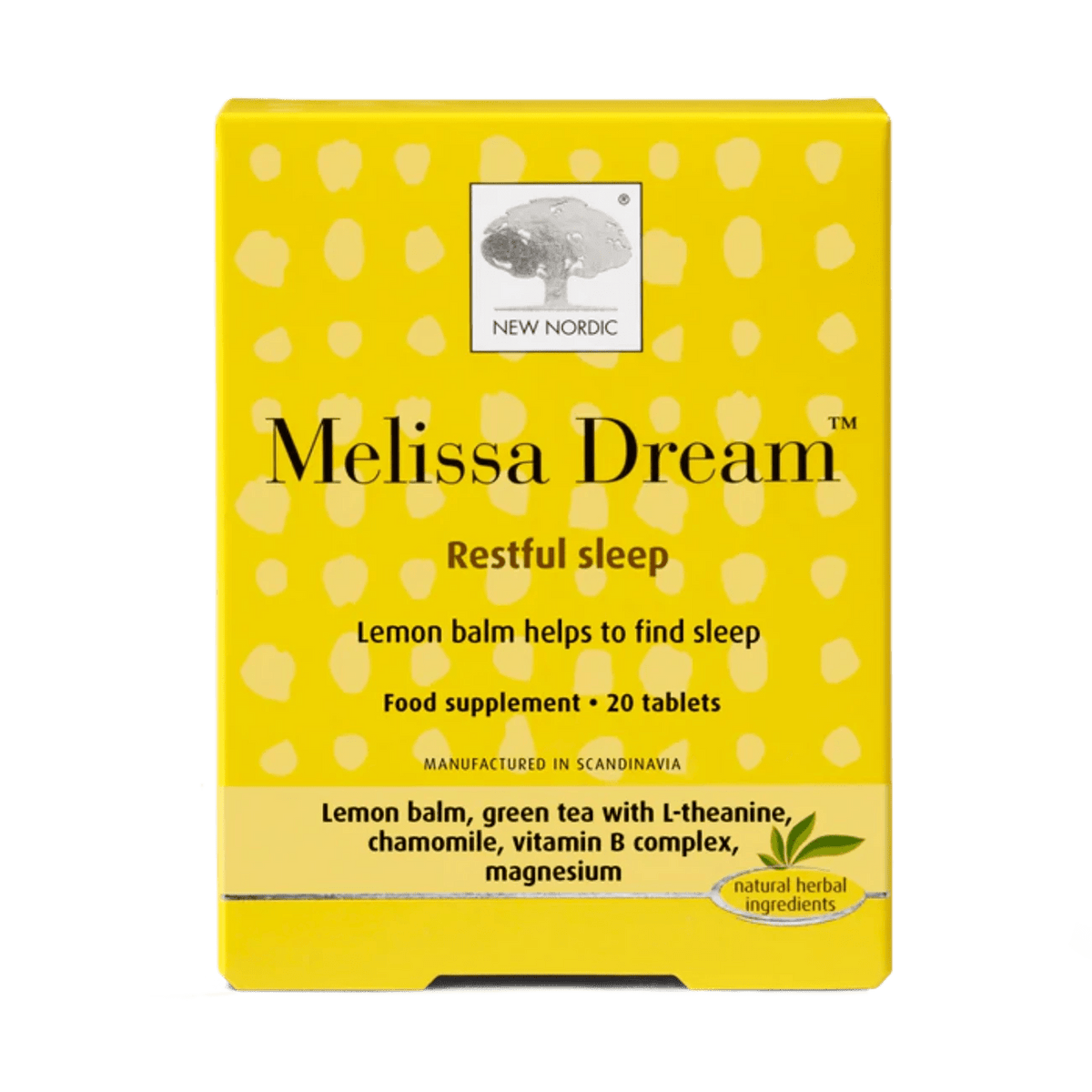 Melissa Dream 20 Tablets - New Nordic - Botanical & Food Supplements - Eco Natural Products