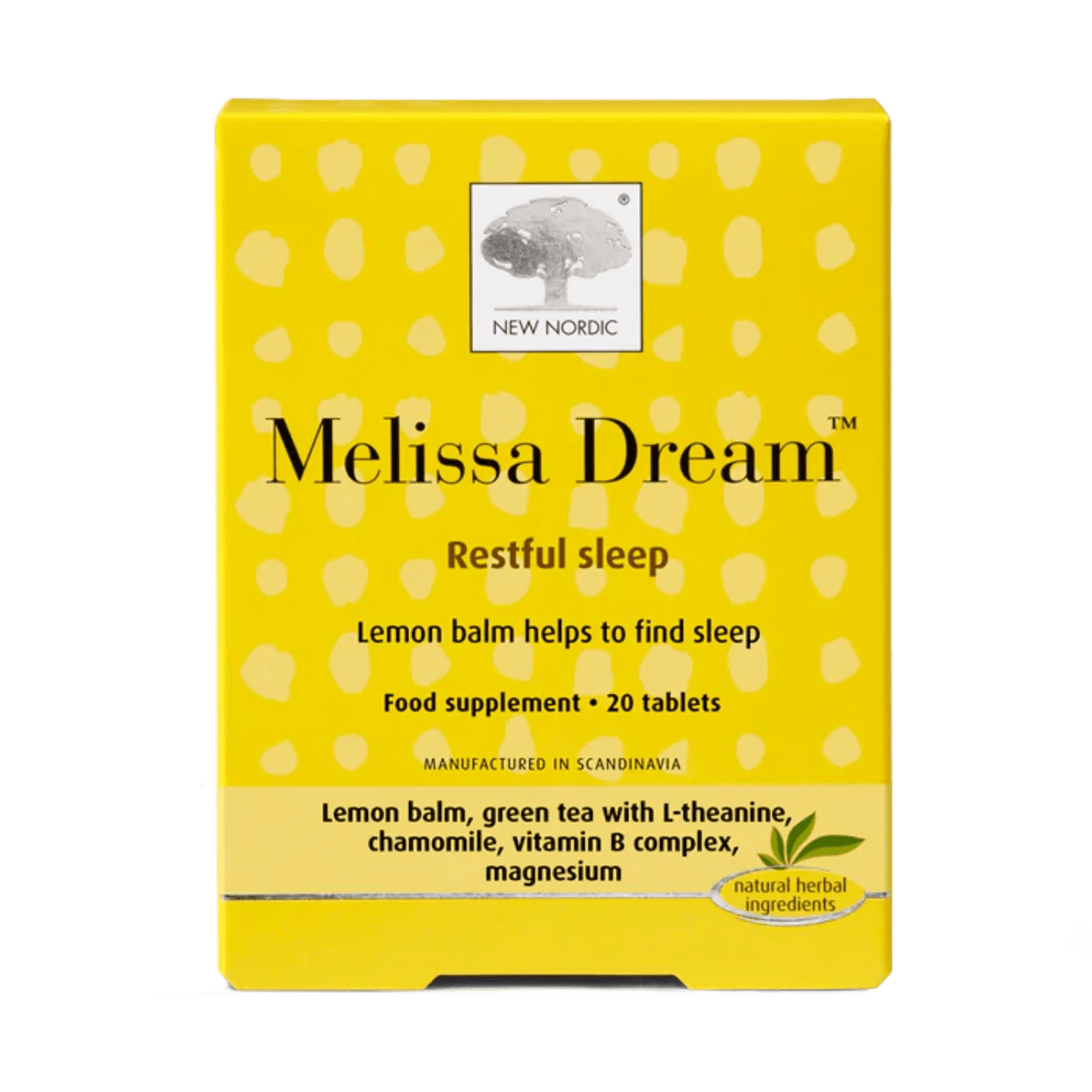 Melissa Dream 20 Tablets - New Nordic - Botanical & Food Supplements - Eco Natural Products