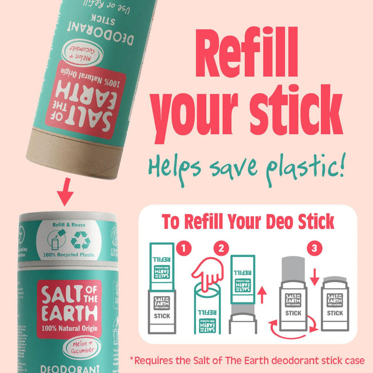 Melon & Cucumber Deodorant Stick 84g - Salt Of the Earth - Deodorant - Eco Natural Products