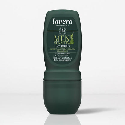 Lavera Men Sensitiv 24H Deodorant Roll On New 50ml front view lifestyle image
